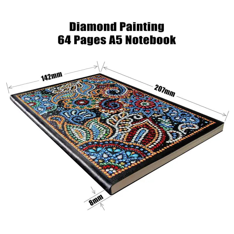 Notitieboek "5D Diamond" met kleurrijke bloemenpatronen