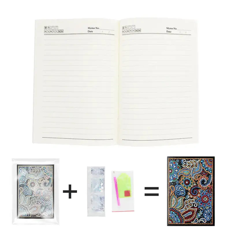 Notitieboek "5D Diamond" met kleurrijke bloemenpatronen