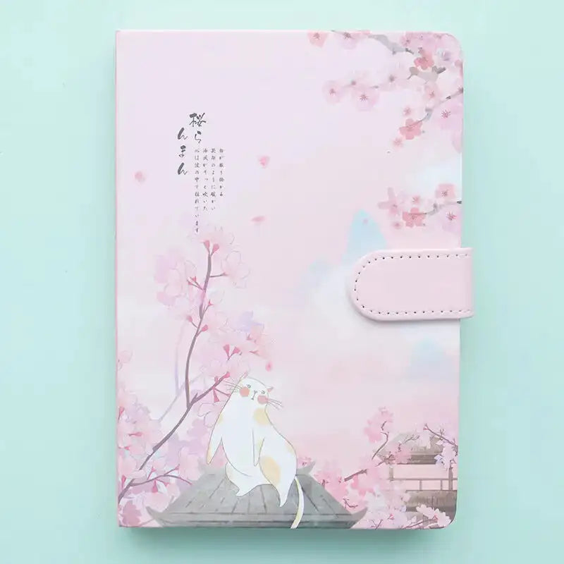 Carnet “Douceur Sakura” – Chat Kawaii sous les Fleurs du Japon