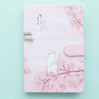“Sakura Sweetness” Notebook – Kawaii Cat Under Japanese Flowers