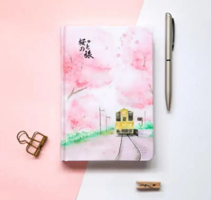 Notebook Rigide “Sakura Express” – Fleurs et Motif Japonais