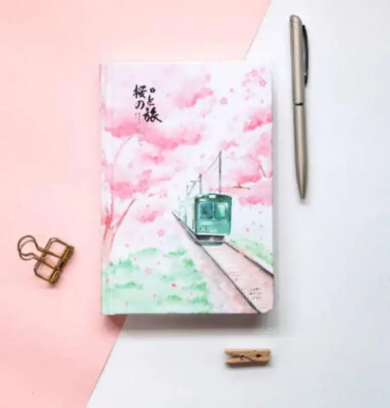 Notebook Rigide “Sakura Express” – Fleurs et Motif Japonais