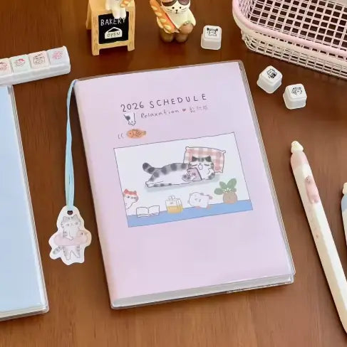 Carnet & Agenda “Douceur Sakura” – Chat Kawaii sous les Fleurs du Japon