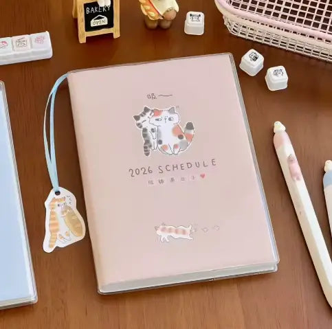 Carnet & Agenda “Douceur Sakura” – Chat Kawaii sous les Fleurs du Japon